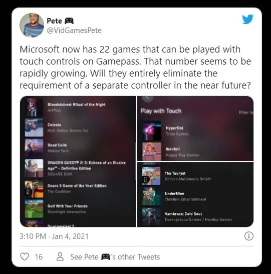 Xbox Cloud Gaming jogos
