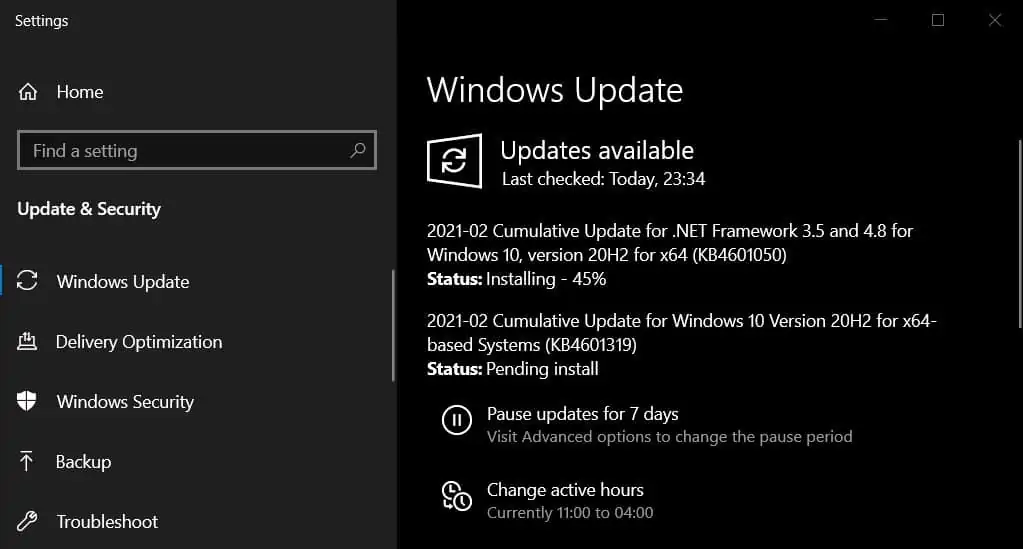 Windows 10 update fevereiro