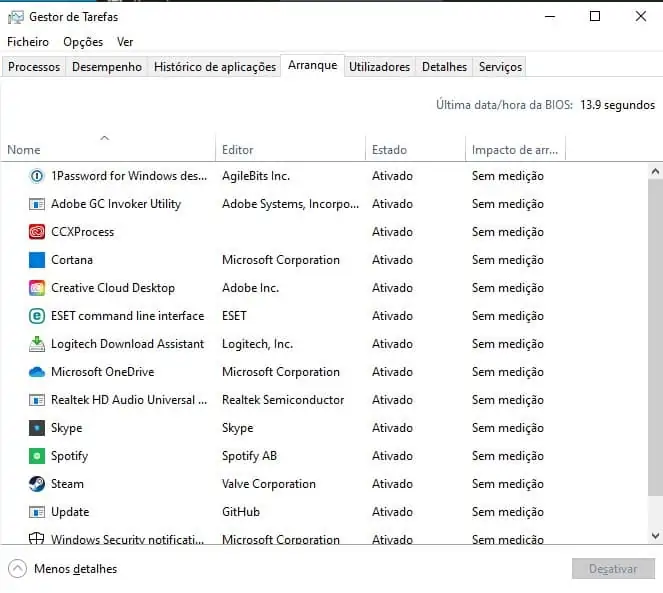 Windows 10 PC rápido arrancar mais depressa