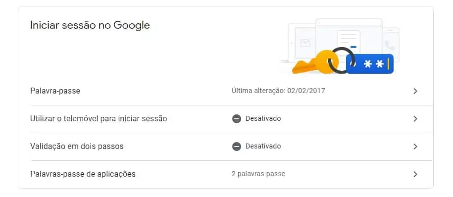 alterações no Google