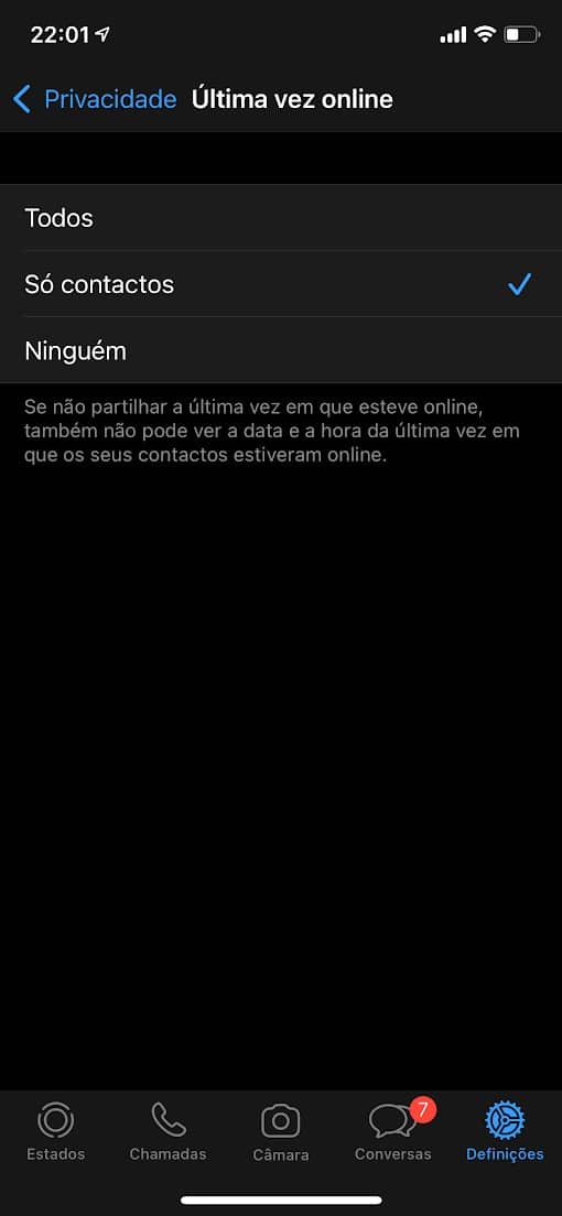 WhatsApp segurança conta