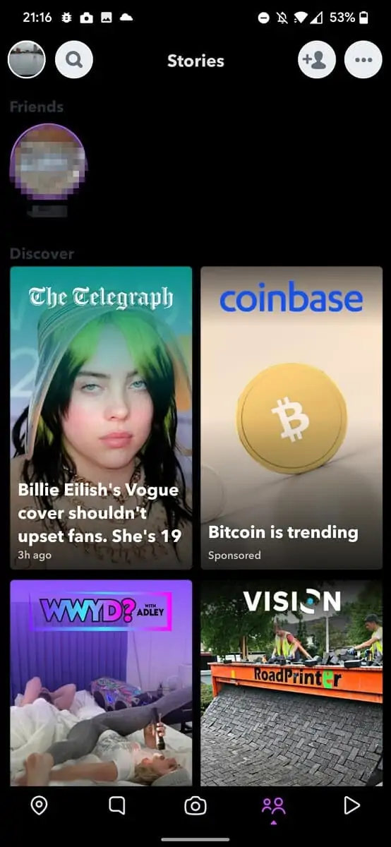 snapchat para Android Dark Mode