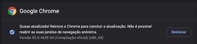 Google atualize Chrome