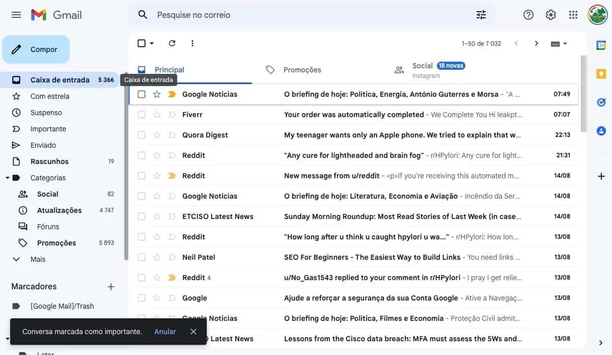 Gmail função, Gmail marcador de conversas