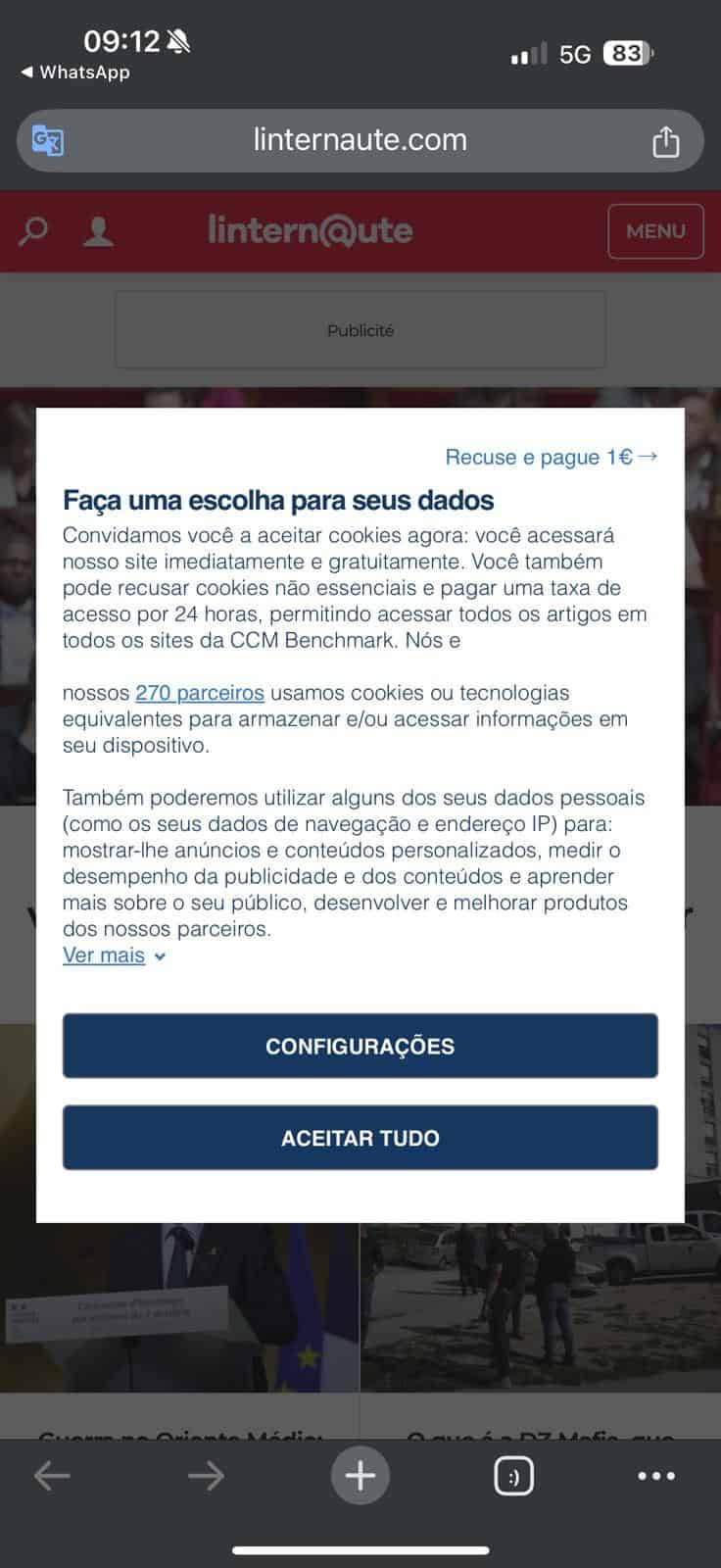 já se paga 1€ por dizer que não às cookies!?